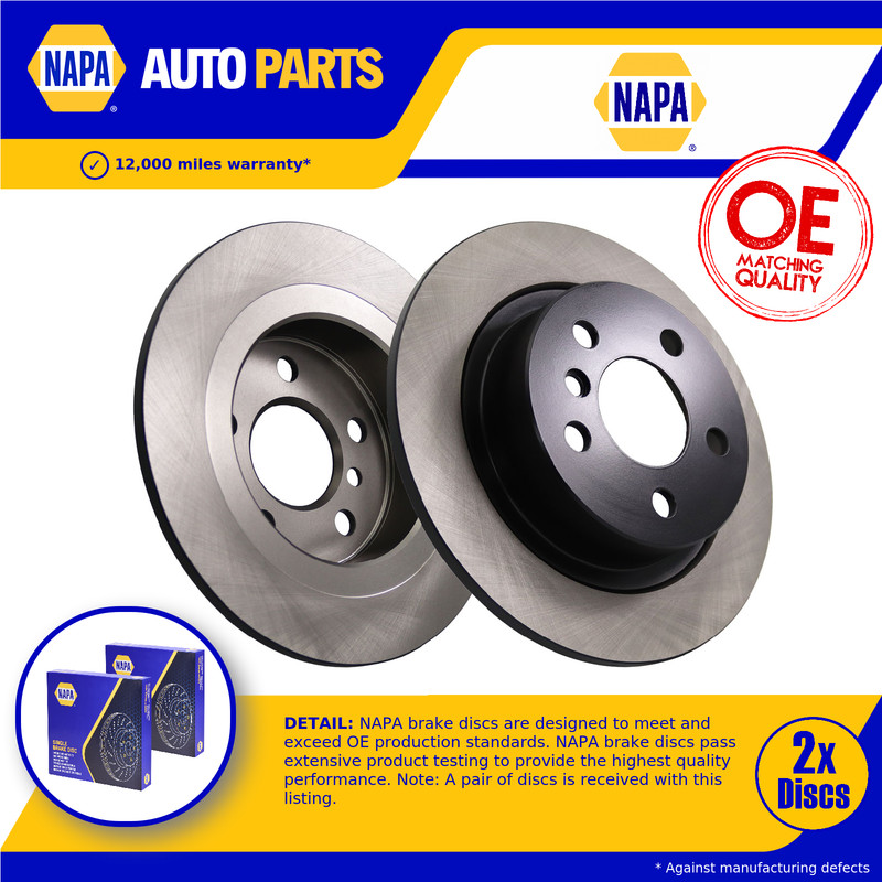 2x Brake Discs Pair Solid fits BMW 220 F45, F46 2.0 Rear 2014 on 280mm Set NAPA