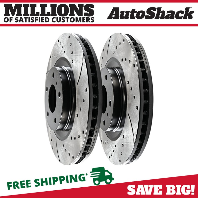 Front Drilled Slotted Brake Rotors Black Pair 2 for Nissan 350Z INFINITI G35 V6