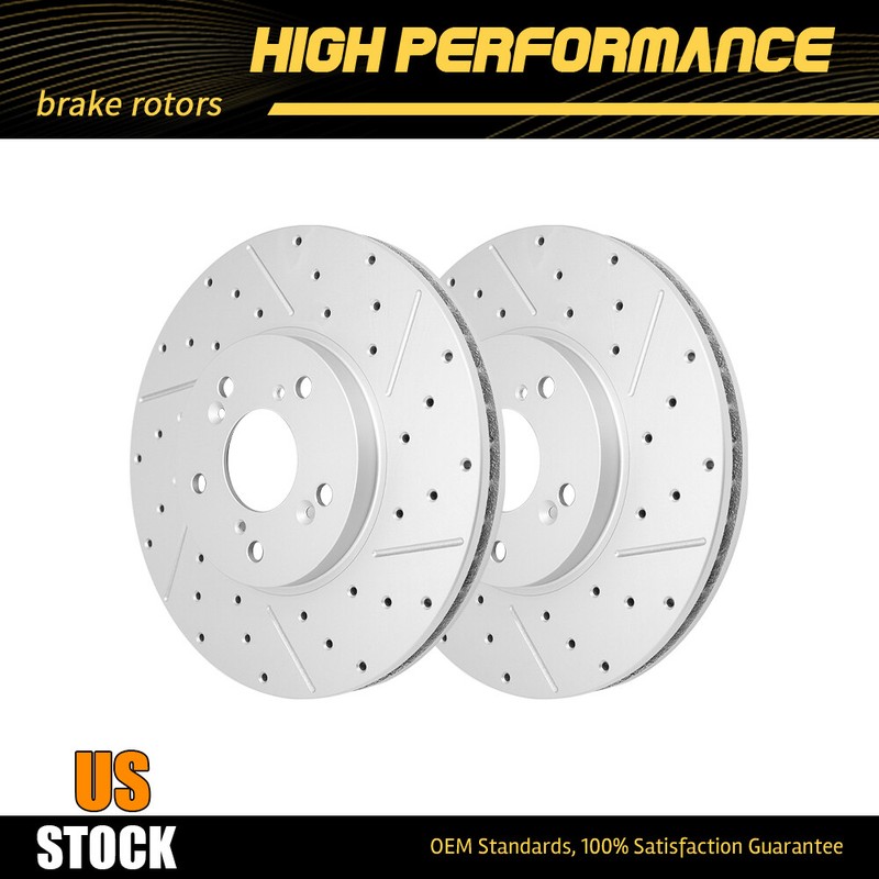 Front Drilled & Slotted Disc Brake Rotors For Honda Odyssey Pilot Acura MDX TSX