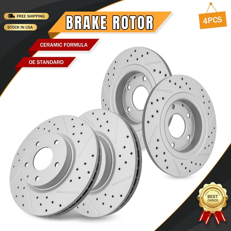 Front Rear Drilled Disc Slotted Brake Rotors Kit for 2014 – 2021 Mazda 6