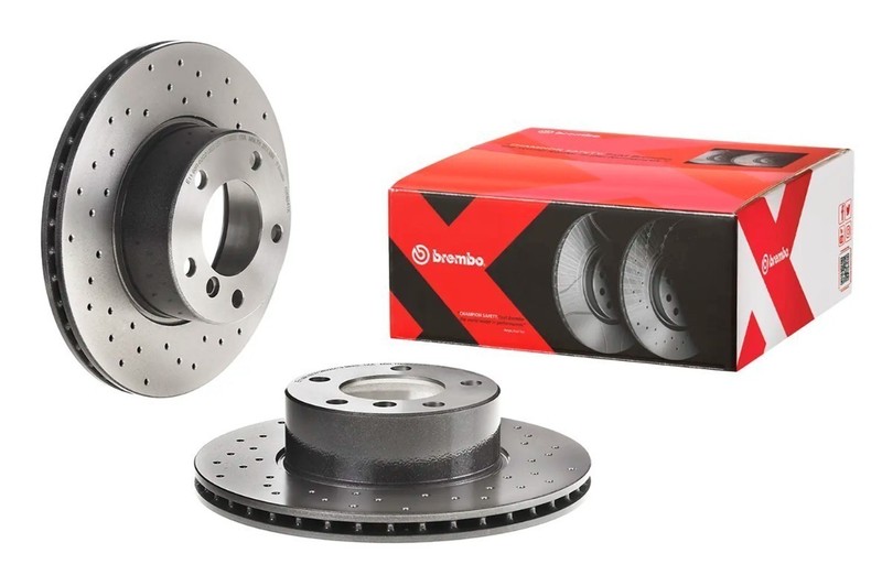Brembo 09.6924.1X Xtra UV Coated Drilled Vented Brake Rotors – Front Pair