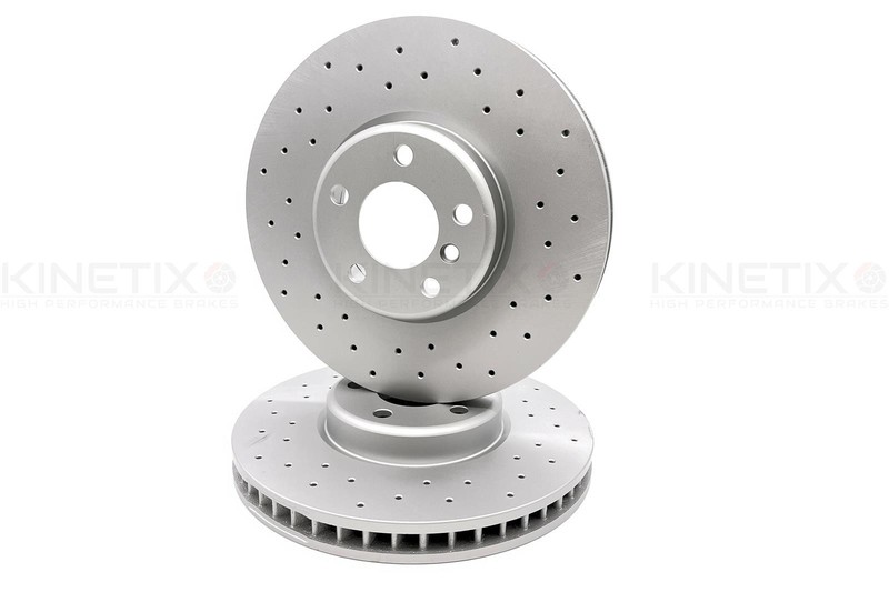 TX105 FOR BMW 5/6/7 SERIES M SPORT CROSS DRILLED FRONT BRAKE DISCS PAIR 348mm