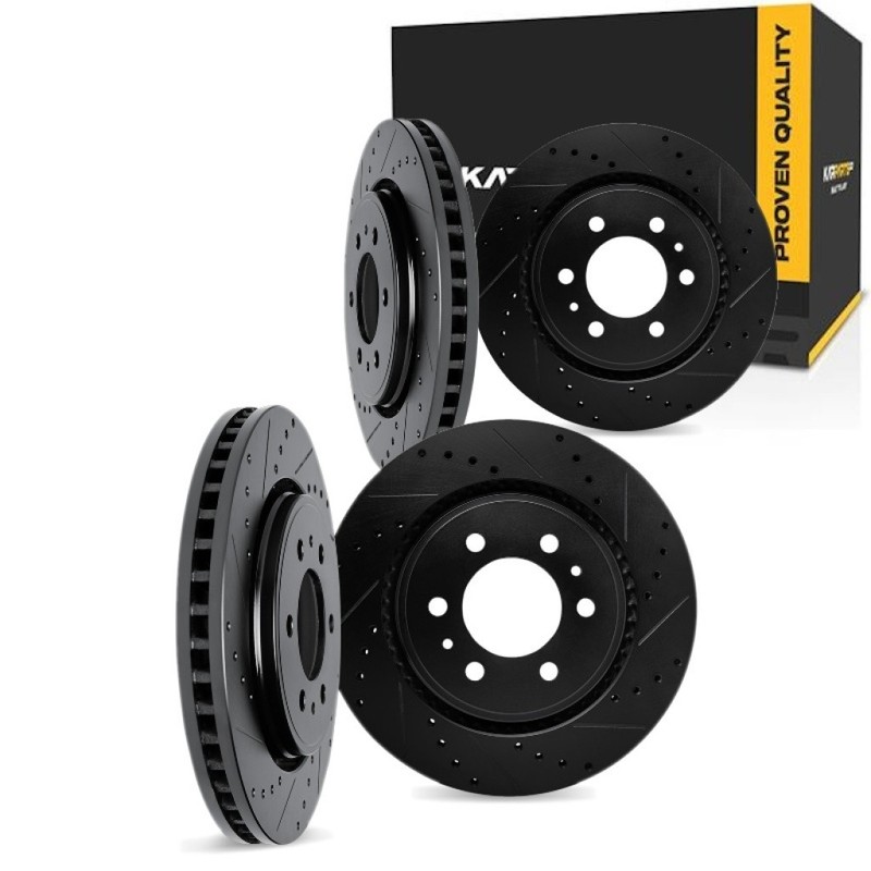 For GMC Yukon XL 1500 2007-2014 Rotor Set | Black | Drilled And Slotted