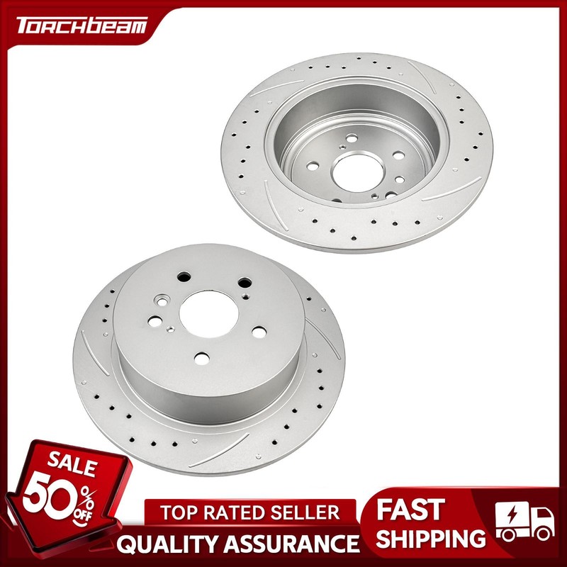 Rear Drilled & Slotted Disc Brake Rotors For 2008-2013 Toyota Highlander 31507