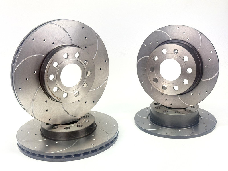BREMBO HIGH PERFORMANCE DRILLED GROOVED BRAKE DISC PADS VW AUDI SKODA SEAT gallery