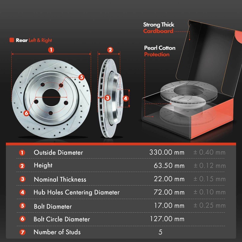 Drilled Brake Rotors & Ceramic Brake Pads for Jeep Grand Cherokee Dodge Durango gallery