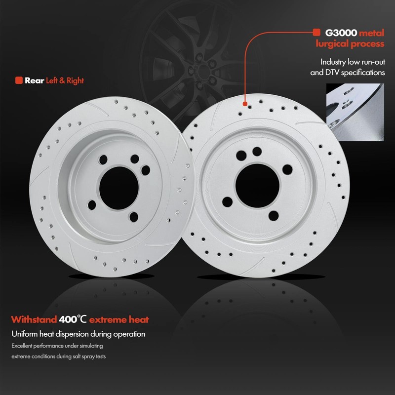 Rear Drilled Brake Rotor & Ceramic Brake Pad for Mini R50/ R52/ R53 Cooper 02-06 gallery