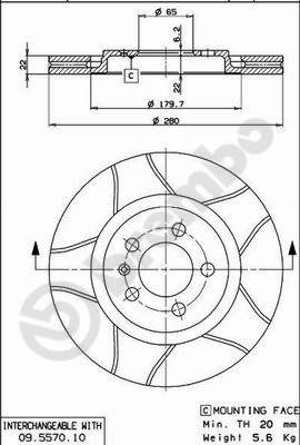Brembo 09.5570.75 Brake Disc for Seat, VW
