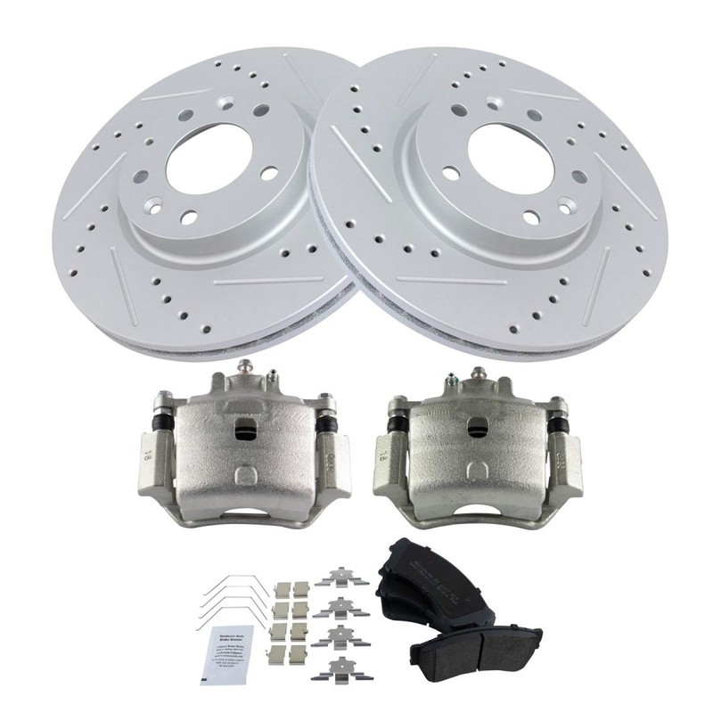 TRQ Front Metallic Pads Performance Rotors & Caliper Kit for Ford Lincoln Mazda gallery