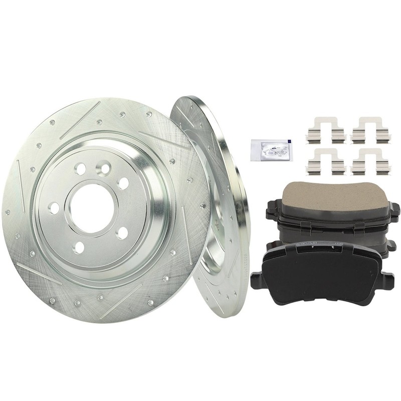 2-Wheel Set Brake Disc and Pad Kits Rear for Volvo S60 V60 Cross Country S80 V70