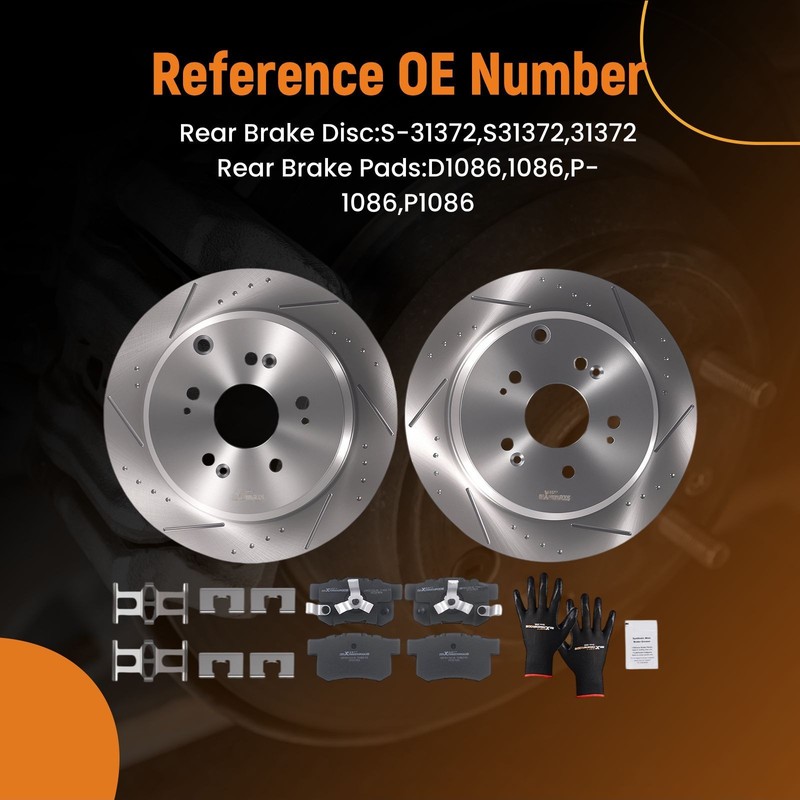 Rear Brake Rotors & Ceramic Pads Set for Honda CR-V 2005-16 Acura RDX 2010-2018 gallery