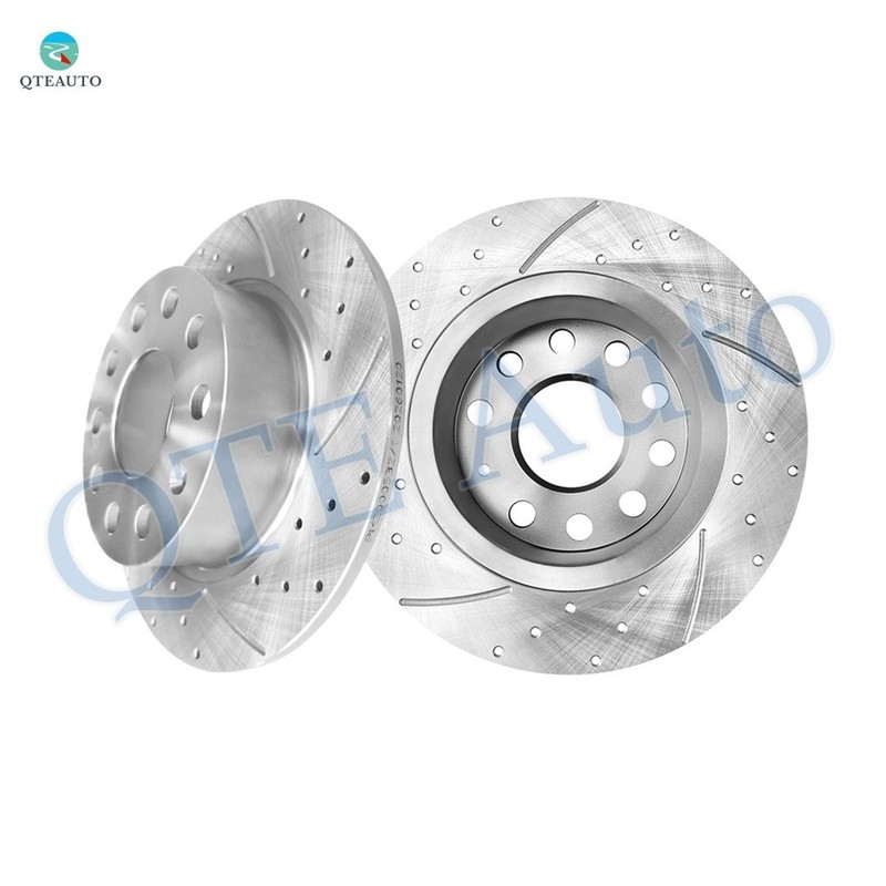 Rear 253mm Drilled Slotted Brake Disc Rotors For 2014 2015 Volkswagen Caddy