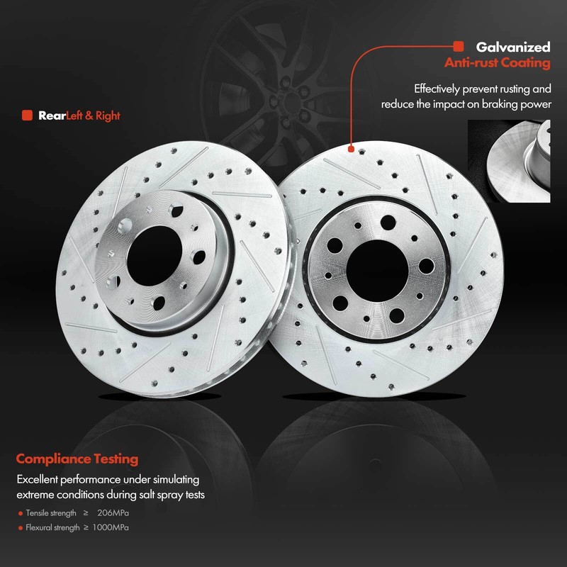 6x Front Drilled & Slotted Brake Rotor & Ceramic Pads for Volvo S60 S80 V70 XC70 gallery