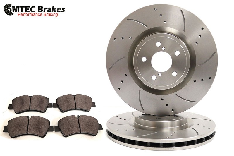 Mercedes SL350 SL400 SL500 R231 12- Rear Drilled Brake Discs Mustache Mtec