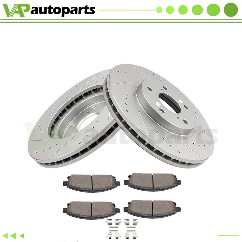 For Acura MDX 2003-2006 Drill Front Brake Rotors Discs and Ceramic Pads 300mm