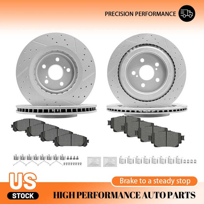 13.39″ Front and 13.31″ Rear Brake Rotors Pads Kit For 2020-24 Toyota Highlander