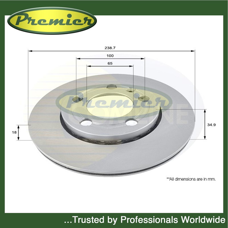 Premier Front Brake Disc Fits VW Polo 2001- Fox 2005-2011 Skoda Fabia 1999-2� #1
