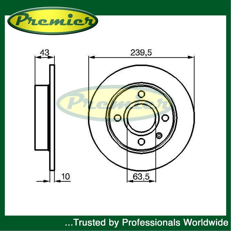 Premier Front 2x Brake Disc Fits Ford Fiesta 1989-1996 + Other Models