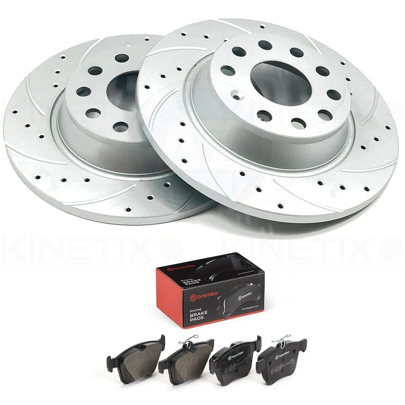 FOR AUDI Q2 35 TDI 2019+ REAR DRILLED GROOVED DISCS BREMBO PADS 272mm x 10mm