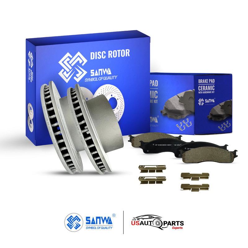 FRONT BRAKE ROTOR GEOMET VENTED D&S & CERAMIC PAD KIT FOR DODGE RAM 1500 03-08