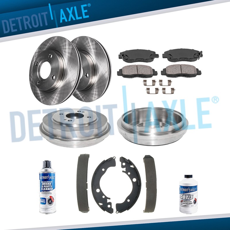 Front Brake Rotors Ceremic Pads Rear Drums Shoes Kit for 2010-2014 Honda Insight