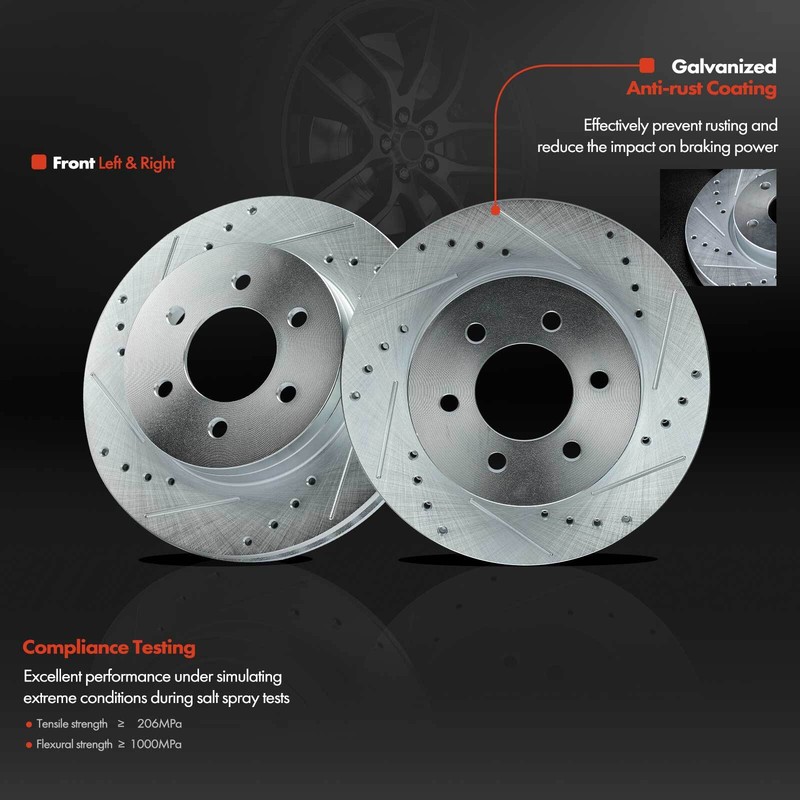 Front Drilled Brake Rotors + Brake Pads for Dodge Dakota Durango 2000 2001 2002 gallery