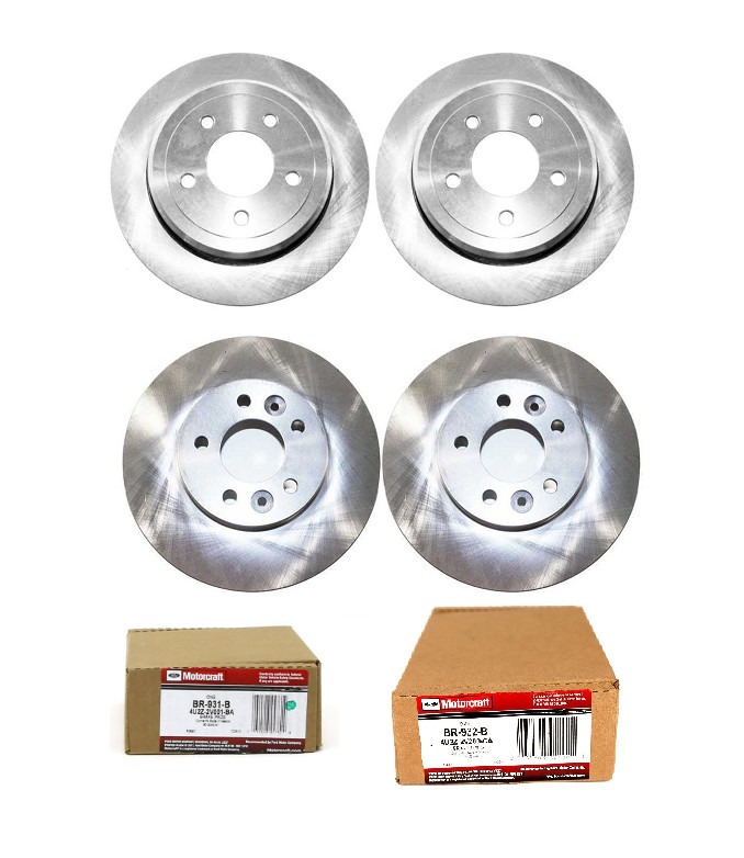 COMPLETE 4PC BRAKE ROTOR 54103 54105 & 2 SET MOTOCRAFT PADS BR932 BR931 NEW