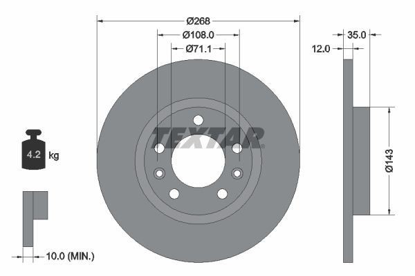 TEXTAR Brake Discs & Pads Rear Fits Citroen Opel Peugeot Toyota Vauxhall gallery