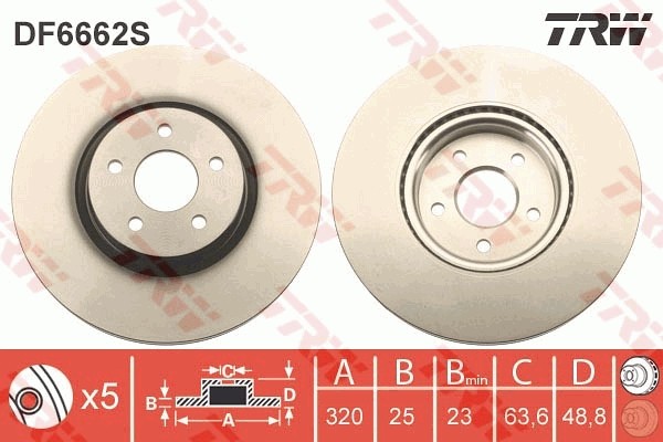 TRW DF6662S Brake Disc for Ford