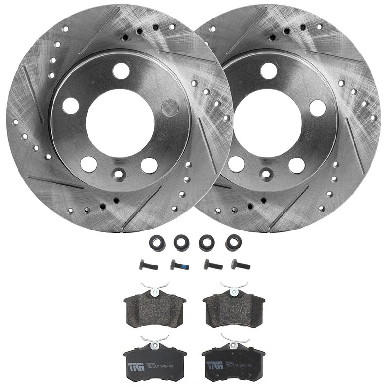 KIT-070624-151 TRW 2-Wheel Set Brake Disc and Pad Kits Rear for Audi TT 05-06
