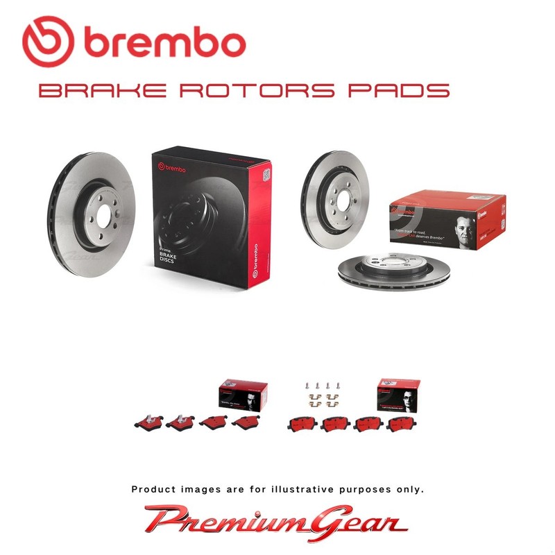 Front+Rear Brembo UV Coated Disc Rotors+NAO Brake Pads for Volvo V70 135 07-15
