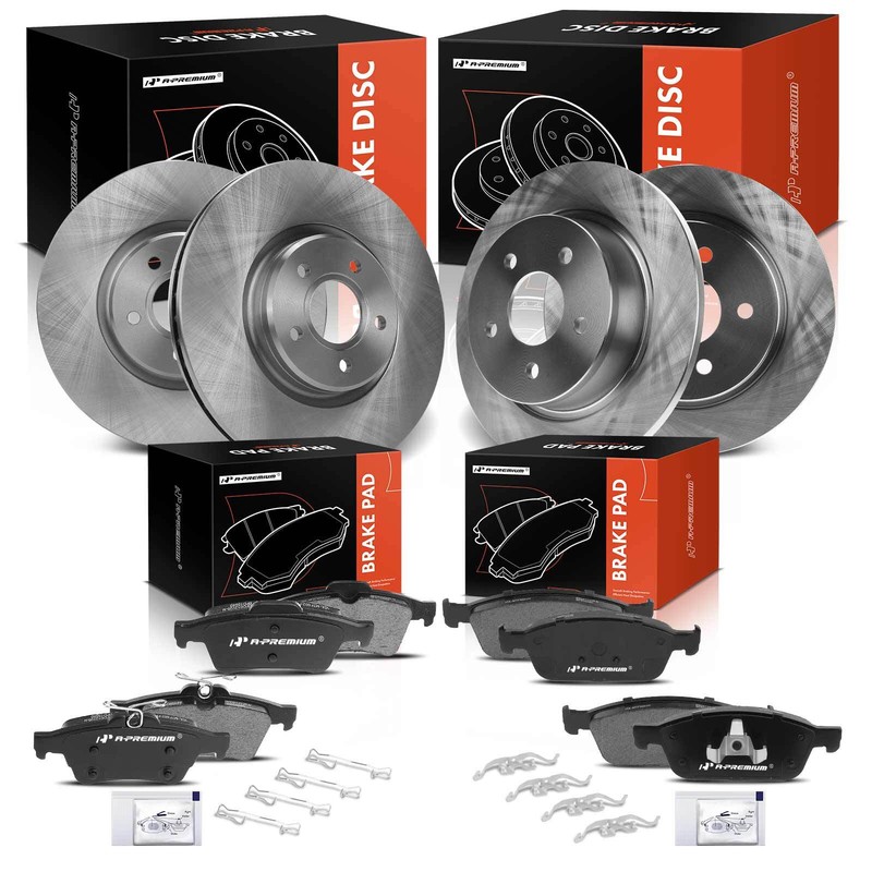 12Pcs Disc Rotors & Ceramic Brake Pads Front & Rear Side for Ford Escape 13-16