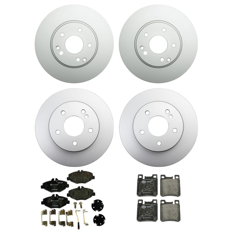 Hella Front & Rear Rotor Low-Met Disc Brake Pad Kit for W211 E320 Base 3.2L V6