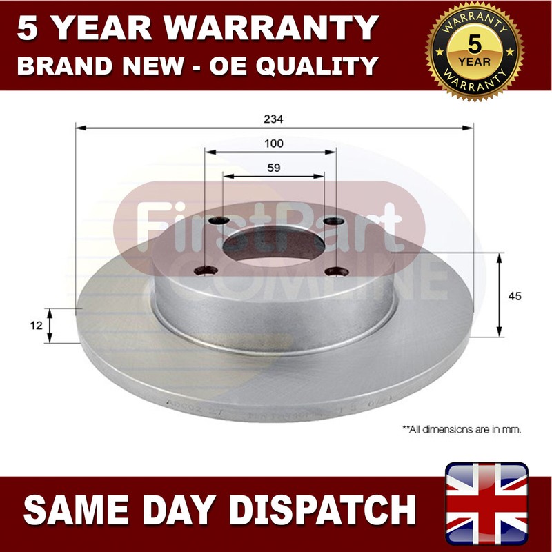 Fits Nissan Micra 1992-2003 1.0 1.3 1.4 1.5 D Firstpart Front Brake Disc #1