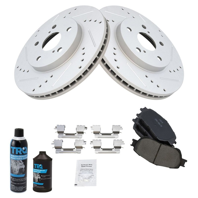 TRQ Brake Rotor Coated Premium Ceramic Pad w/Chemicals for Toyota gallery