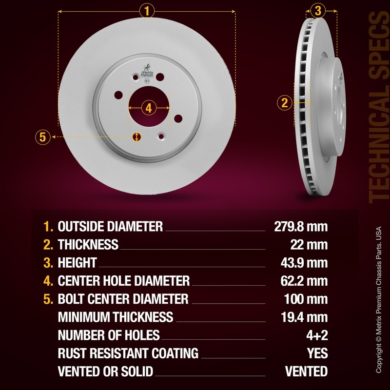 Front Disc Brake Rotor for 2018-2022 Hyundai Accent 2012-2023 Kia Rio 517121W000 gallery