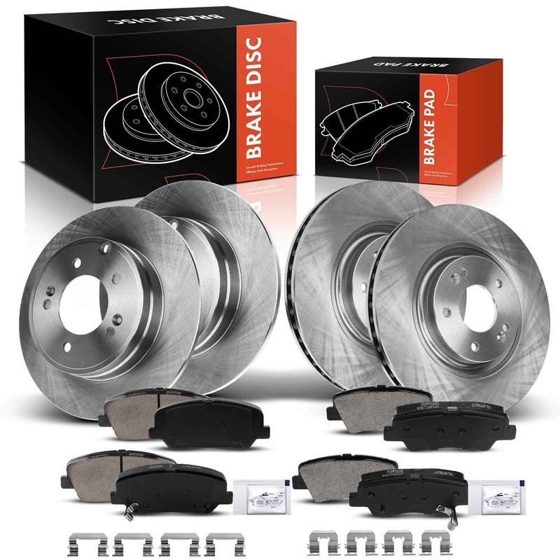 Front & Rear Side Disc Rotors & Brake Pad for Kia Optima SX Turbo 14-15 L4 2.0L