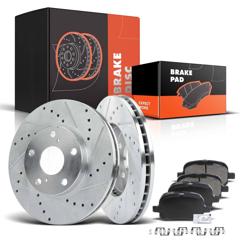 Front Drilled Rotors & Brake Pads for Lexus ES300 1999-2001 Toyota Avalon Camry