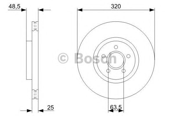 Bosch Brake Disc Front Diameter 320mm 63.6mm Vented 25mm 0986479310