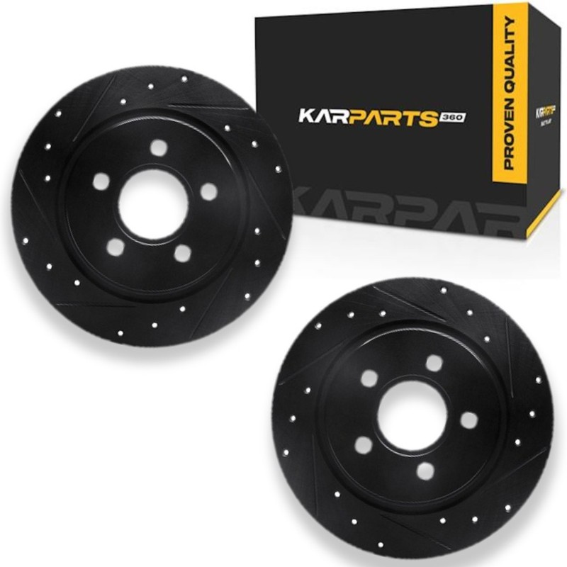 For Volvo S40 2004-2011 Rotor Set | Black | Drilled And Slotted Rotor Style