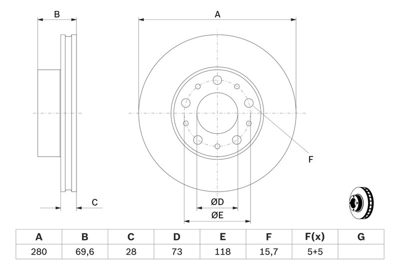 2x Brake Discs Pair Vented fits PEUGEOT BOXER 3.0D Front 06 to 15 279.7mm Set gallery
