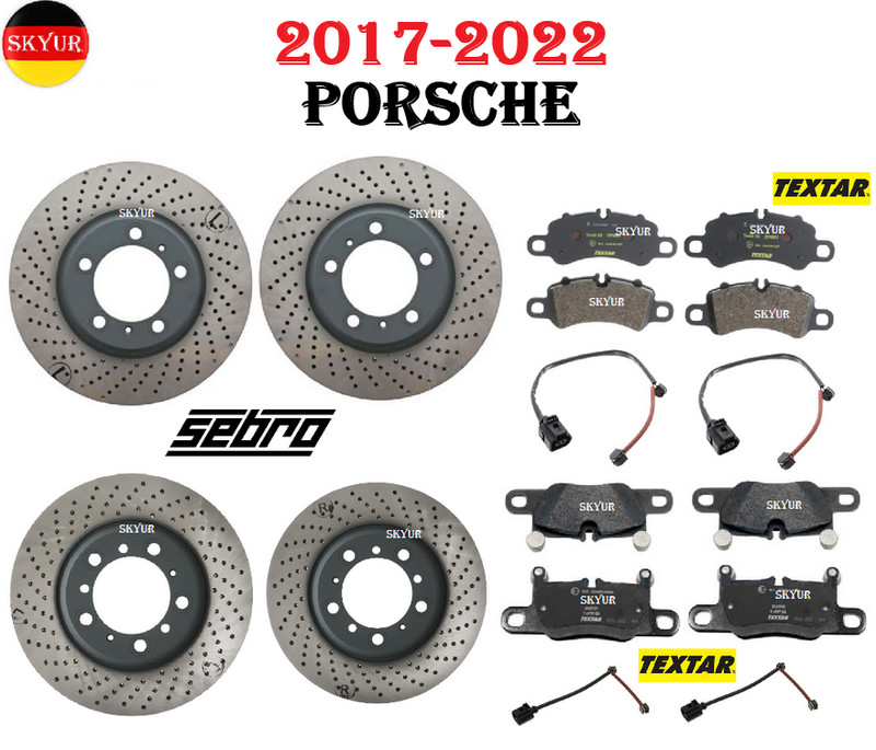 Front & Rear Brake Disc Sets With Brake Pad Sets & Sensors For 2017-2022 Porsche