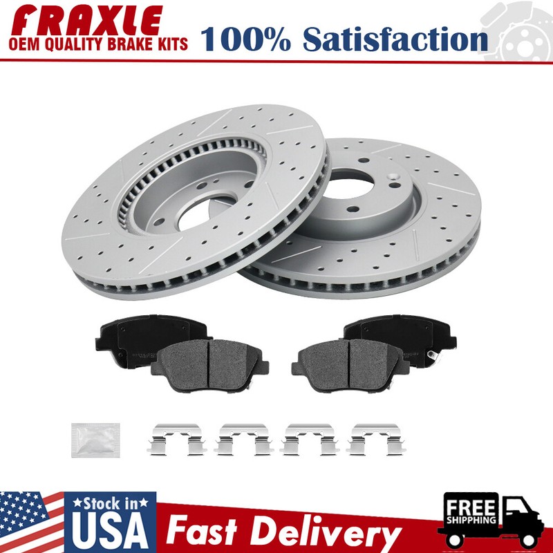 Front Drilled Disc Brake Rotors + Ceramic Pads For Kia Optima 2011 2012 – 2015