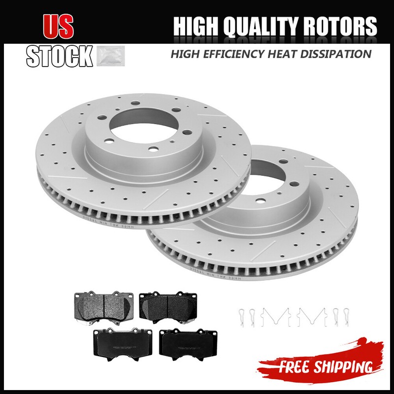 Front Disc Rotors & Ceramic Brake Pads for 2010-2021 Toyota 4Runner Lexus GX460