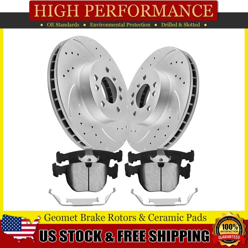 Front Drilled Brake Rotors Ceramic Pads for 2000 2001-2003 2004 2005 2006 BMW X5