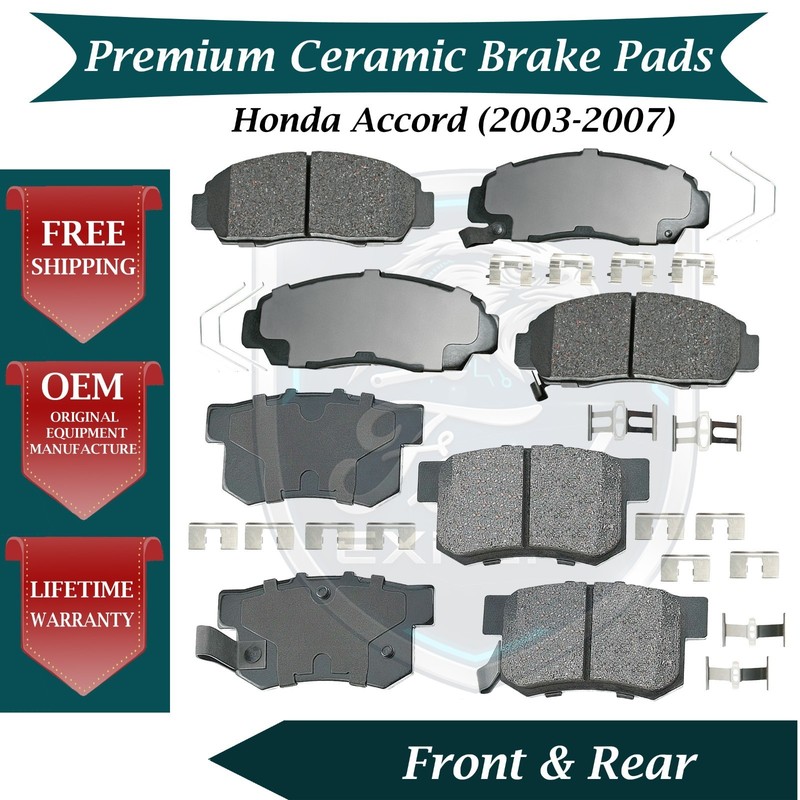 Akebono OEM Front & Rear Brake Pads Kit For 2003-2007 Honda Accord 9 Yr Warranty