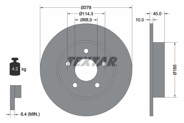 Textar 92125703 Brake Disc for Nissan