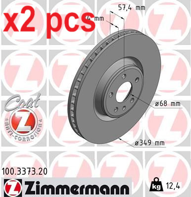 X2 PCS L&R SIDES FITS AUDI A4 ALLROAD B9 2.0 BRAKE DISC 100.3373.20 ZIMMERMANN
