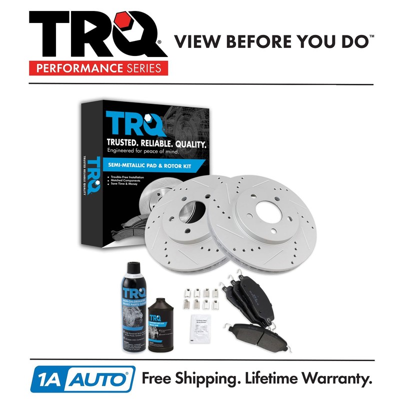 TRQ Performance Rotor & Brake Pad Semi-Metallic Front Kit for Ford Mustang