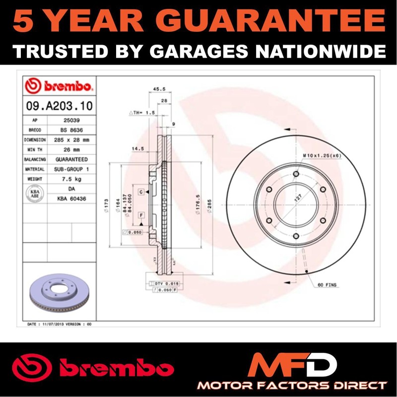 Brake Discs Front Brembo Fits Toyota HiAce 1989- Granvia 1995-2004 gallery